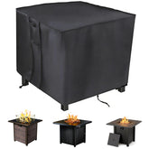 Saking fire pit cover on a 30x30 square pit, protecting from rain and UV rays