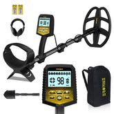 SAKOBS foldable metal detector with extended stem for compact portability.