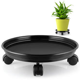 Sanbege resin plant caddy with wheels, top view for easy mobility.