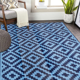 SAND MINE Reversible Mats blue 5x8 outdoor patio rug for stylish, durable outdoor spaces.