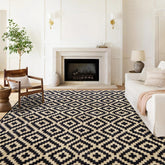SAND MINE waterproof outdoor rug 8x10 in black and beige for patios