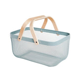 SANHSEHOME harvest basket in blue metal mesh, ideal for collecting fresh produce.