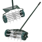 SANMEO 18-inch spike roller aerator for deep soil aeration in lawns