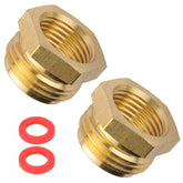 Sanpaint garden hose adapter close-up, 3/4 GHT male to 1/2 NPT female for quick fittings