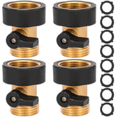 Sanpaint water hose shut off valve four-pack in brass for durable garden hose management.