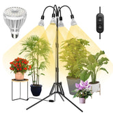 SANSI 128W grow light mounted on tripod base for versatile indoor lighting.