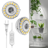 SANSI dual-head LED puck grow light—compact front view for boosting indoor plant growth.