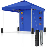 SANWAY 10x10 canopy blue top view highlights durable 120D fabric for shade