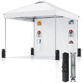 SANWAY 10x10 pop up canopy frame in setup mode for quick one-person use