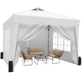 SANWAY 10x10 pop-up tent setup showing quick, tool-free outdoor assembly.
