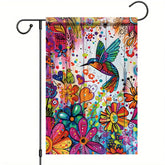 Saoplasa Starlit patio flag 12x18 with hummingbird welcome on both sides