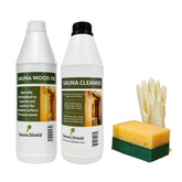 Sauna Shield wood oil bottle ready to nourish sauna wood