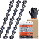 Close-up of Savior 20-inch chain showing 3-8 pitch and .050 gauge for smooth cutting