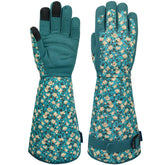 SAVJOB lake-blue gardening gloves with thorn-proof palm for pruning tasks.