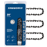 SawWorks 3-pack chain for Stihl, 20-inch bar, ready for installation and replacement.