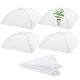 Sawysine mesh plant cover dome in white protecting seedlings with airflow.