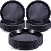 Sawysine 12-inch plant saucer top view, round black tray keeps floors dry