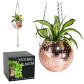 SCANDINORDICA Disco Ball Planter on chain adds a chic hanging focal point with shimmer.
