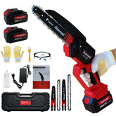 Scavool mini chainsaw 8-inch cutting in action for precise pruning of branches.