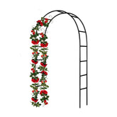 SCENDOR iron pergola arbor front view showing outdoor garden arch setup
