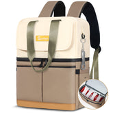 Scothen backpack cooler with double-decker design keeps cold drinks and warm meals separated.