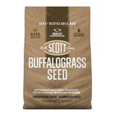 Scotts Buffalograss seed packet close-up for a native drought-tolerant lawn.
