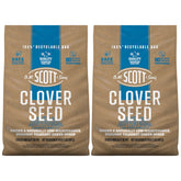 Scotts Clover Seed bag shows premium strawberry clover for a low-maintenance lawn.