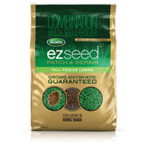 Scotts EZ Seed Patch & Repair shows bare spots healing with tall fescue growth.