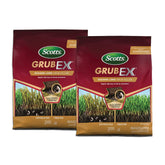 Scotts GrubEx1 bag and spreader ready for lawn application.