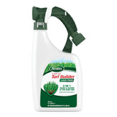 Scotts Liquid Turf Builder bottle with hose connection for easy lawn feeding.