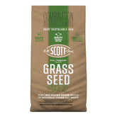 Scotts O.M. Scott and Sons tall fescue seed bag front promotes a premium lawn start.