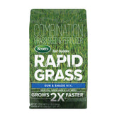 Scotts Rapid Grass Sun & Shade Mix bag front showing quick green lawn potential
