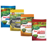 Scotts Turf Builder Halts Crabgrass Preventer with Lawn Food bottle promotes early green-up in lawns.