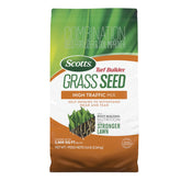 Scotts Turf Builder high-traffic seed bag for dense lawns.