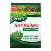 Scotts Turf Builder Lawn Food bag front ready to feed and strengthen lawn against future problems.