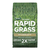 Scotts Turf Builder Rapid Grass Southern Gold Blend bag front showing seed and fertilizer for faster establishment.