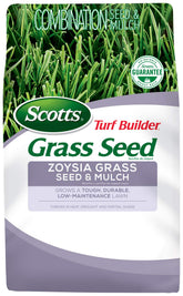 Scotts Turf Builder Zoysia seed and mulch applied to start a durable lawn.