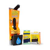 Scrub Daddy BBQ Daddy bristle-free grill brush in use for deep grate cleaning.