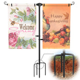 SCWN garden flag stand with 4-prong base for stable outdoor display.