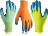 SECHAND kids gardening gloves green crinkled palm offer secure grip for planting