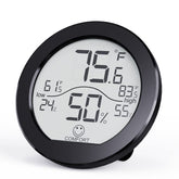 SECRUI TH1 hygrometer with LCD display showing current room temperature and humidity