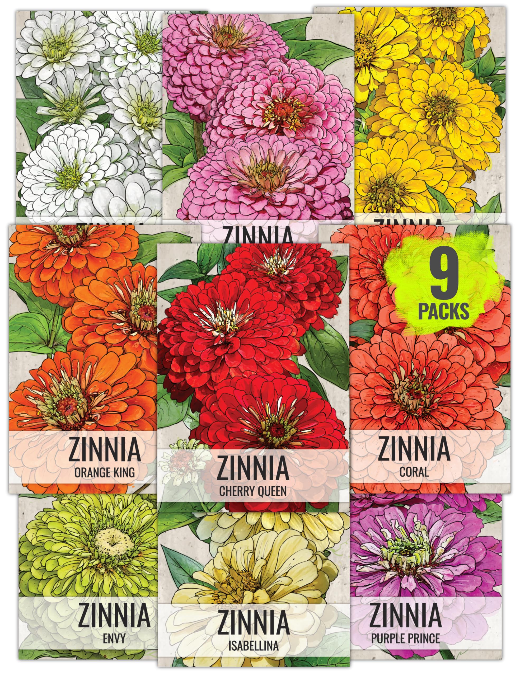 Seed Needs California Giants zinnias seed pack for vibrant pollinator-friendly garden color
