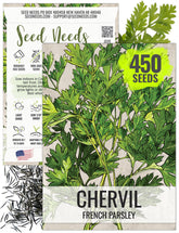 Seed Needs chervil seeds package art with sowing guidance