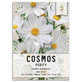 Seed Needs Cosmos purity white bloom—pollinator-friendly garden focal point.