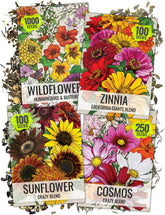Seed Needs Crazy Cosmos mix packet showing vibrant blooms to attract butterflies.