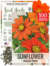 Seed Needs Mexican Sunflower seeds with red-orange petals attract pollinators all summer