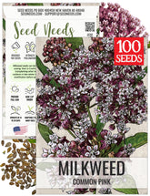 Seed Needs pink milkweed seeds packet art with sowing guidance for easy planning.