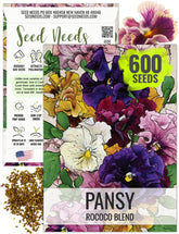 Seed Needs Rococo pansy seeds pack front view for planning vibrant borders.