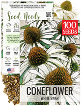 Seed Needs White Swan Coneflower seeds pack in view for pollinator-friendly gardens.