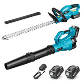 SEESII cordless hedge trimmer in action with 20-inch dual‑action blade for clean trims